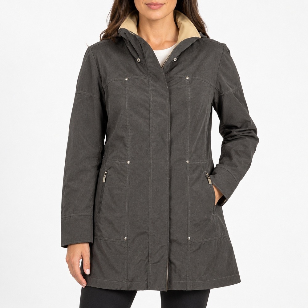 Forecaster of Boston Womens Black Mid Length Trench Coat Jacket Small